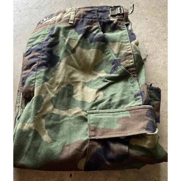 Vintage USA Camo Military Army Multi Pocket Pants Men's Woodland Waist Sz 31-35 - Picture 14 of 14